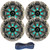 2 Pair (QTY 4) of Kicker 8" 2-Way 300 Watts Max Power Coaxial Marine Audio MultiColor LED Speakers with Silver Grilles, 50-Feet 16-Gauge Speaker Wire