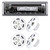 Kenwood KMR-D382BT Car & Marine Stereo | Plus 2X KFC-1613MRW/W 6.5 Inch 2 Way Coaxial Waterproof Marine Motorsports Boat Speakers, Pair, 4 Ohm, 100 Peak Watts (White)