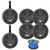 3 Pairs (QTY 6) of Enrock 6.5" 180 Watt Peak Power 2-Way Marine Audio Black Boat Speakers Bundle Combo with (QTY 2) 6.5" Black Unloaded Speaker Pods, 50ft Wire