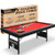 SereneLife 6' Folding Pool Table with 2x Cue Sticks, Full Set of Balls, Chalk, Brush (Red)