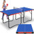 SereneLife 6’ x 3’ Midsize Foldable Ping Pong Table Set with Single Player Playback Mode For Game Play and Solo Play (Blue)