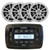 Infinity PRV250 Marine Bluetooth USB/AUX AM/FM Radio Digital Media Black Stereo Receiver Bundle Comb Two Pairs (QTY 4) Of 6.5" 225 Watts Max Power High-Performance White Speakers (Bulk Packaging)