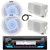 JVC KD-T92MBS Single DIN Bluetooth Marine AM/FM CD Stereo Receiver, 2x 5.25" 180 Watt Max 2-Way Low Profile Blue Flashing LED Boat Speakers, 2x 3.5'' 200 Watt 3-Way Box Speakers (White), 22" Antenna
