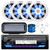 JVC KD-X38MBS Single DIN Marine MotorSports Bluetooth USB AUX AM/FM Radio Stereo Receiver with 4x 6.5" 150 Watt Max Blue Flashing LED Boat Audio White Speakers, Radio Cover, Wire, Antenna