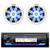 JVC KD-X38MBS Single DIN Marine MotorSports Bluetooth USB AUX LED Illumination AM/FM Radio Stereo Receiver w/ 2x 6.5" 150 Watt Max Blue Flashing LED Boat Audio White Speakers