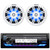 JVC KD-X38MBS Single DIN Marine MotorSports Bluetooth USB AUX LED Illumination AM/FM Radio Stereo Receiverr, 2x Kicker 49KM604WL 6.5" 150 Watt Peak Power Marine Audio Speakers with Blue LED Lighting