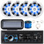 Pyle PLCD43BTM Single DIN Bluetooth MP3 USB AUX AM/FM Radio Stereo Receiver + Remote Control with 4x Kicker 6.5" 150W Max Marine Audio Speakers w/ Blue LED Lights, Radio Cover Speaker Wire + Antenna