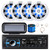 Pyle PLCD43BTM Single DIN Bluetooth MP3 USB AUX AM/FM Radio Stereo Receiver + Remote Control with 4x 6.5" 150 Watt Max Blue Flashing LED Boat Audio White Speakers, Radio Cover, Speaker Wire + Antenna