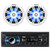 Pyle PLCD43BTM Single DIN Bluetooth MP3 USB AUX AM/FM Radio Stereo Receiver + Remote Control with 2x Kicker 49KM604WL 6.5" 150 Watt Peak Power Marine Audio Speakers with Blue LED Lighting