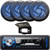 Pyle PLMRB29B Single DIN Marine Bluetooth USB/AUX MP3 Player AM/FM Radio In-Dash Black Stereo Receiver w/ Black Cover, 4x Pyle PLMRS43BL 4" 100 Watt Max 2-Way Low Profile Blue LED Boat Audio Speakers