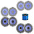 Four Pairs (Qty 8) of Kicker KM614FL 6.5" 130 Watt Max Power Thin-Mount RGB LED Marine Audio Speakers w/ White and Silver Grilles, 50 Feet 16 Gauge Speaker Wire