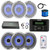 Kicker 46KMC3 Marine Gauge Style USB Bluetooth AM/FM Receiver, 6-Channel Amplifier w/Kit, 6x 6.5" 130W Thin-Mount Multicolor LED Boat Speakers, 6x White + 6x Silver Grilles, Wire, Antenna, LED Remote