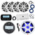 JBL PRV-175 Marine Bluetooth USB/AUX AM/FM Gauge Style Digital Media Stereo Receiver w/Remote + Extension Cable, 4x 6.5" 180W Max Speakers, 10" Subwoofer, Amplifier w/Kit, USB Adapter, Antenna, Wire