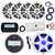 JBL PRV-175 Marine Bluetooth USB/AUX AM/FM Gauge Style Digital Media Stereo Receiver w/Remote + Extension Cable, 4x 6.5" 180W Max Speakers, 10" Subwoofer, Amplifier w/Kit, USB Adapter, Antenna, Wire