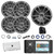 4" Color LCD Display Marine USB/AUX Bluetooth AM/FM/WB Receiver, Wired Remote W/ Cable, 4x 6.5" 180W Max Speakers W/ Wire, 10" Subwoofer, 5-CH Amplifier W/ Kit, Antenna, AUX/USB Adapter