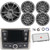 Infinity PRV-315.2 Marine Gauge Hole Mount USB/AM/FM/WB Bluetooth Receiver, 4x JBL 6.5" 180W Peak Power 2-Way Multi-Element Gray Boat Speakers, 10" 600W Max Subwoofer, 5 Channel Amplifier W/Kit