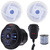 Pyle PLMRBT18MIC 2-Channel Marine Bluetooth Wireless Receiver W/Handheld Microphone, 2x Pyle PLMRS63WL 6'' 240W Max Power Low Profile 2-Way Blue LED White Boat Speakers, 50 Feet 18 Gauge Speaker Wire