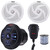 Pyle PLMRBT18MIC 2-Channel Marine Bluetooth Wireless Receiver W/Handheld Microphone, 2x Pyle PLMRS6W 6'' 240 Watt Max Power Low Profile 2-Way White Boat Speakers, 50 Feet 18 Gauge Speaker Wire