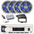 Pyle PLMRB29W2 Single DIN Marine Bluetooth USB/AUX MP3 Player AM/FM Radio Stereo Receiver w/White Cover, 4x 6.5" 180W Max 2-Way High-Performance Charcoal Speakers, 4 Channel Amplifier w/Kit, Antenna