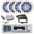 Pyle PLMRB29W Single DIN Marine Bluetooth USB/AUX MP3 Player AM/FM Radio In-Dash White Stereo Receiver w/White Cover, 4x 6.5" 180W Max 2-Way Blue LED White Speakers, 4 Channel Amplifier w/Kit, Antenna