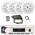 Pyle PLMRB29W2 Single DIN Marine Bluetooth USB/AUX MP3 Player AM/FM Radio Stereo Receiver w/White Cover, 4x 4" 100W Max Power Dual Cone Waterproof White Stereo Speakers, Radio Antenna, Speaker Wire