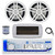 Dual MXD13 Single DIN Bluetooth Marine MP3 AM/FM Stereo Receiver with White Cover, 22" Radio Antenna, Wire, 2x 6.5" 180 Watt Peak Power 2-Way Boat Audio Speakers (White)