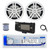 Dual MXD13 Single DIN Bluetooth Marine MP3 AM/FM Stereo Receiver with White Cover, 22" Radio Antenna, Wire, 2x 6.5" 180 Watt Peak Power 2-Way Boat Audio Speakers (White)
