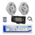 Dual MXD13 Single DIN Bluetooth Marine MP3 AM/FM Stereo Receiver with White Cover, 22" Radio Antenna, Wire, 2x 6.5" 600 Watt Max 2-Way Full Range Waterproof Wireless RF Streaming Speakers (White)