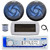 Dual MXD13 Single DIN Bluetooth Marine MP3 AM/FM Stereo Receiver with White Cover, 22" Radio Antenna, Wire, 2x 4" 100 Watt Max 2-Way  Blue Flashing LED Boat Audio Speakers (Black)