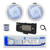Dual MXD13 Single DIN Bluetooth Marine MP3 AM/FM Stereo Receiver with White Cover, 22" Radio Antenna, Wire, 2x 4" 100 Watt Max 2-Way  Blue Flashing LED Boat Audio Speakers (White)
