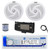 Dual MXD13 Single DIN Bluetooth Marine MP3 AM/FM Stereo Receiver with White Cover, 22" Radio Antenna, Wire, 2x 6'' 240 Watt Max  2-Way Boat Audio Speakers (White)