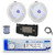 Dual MXD13 Single DIN Bluetooth Marine MP3 AM/FM Stereo Receiver with White Cover, 22" Radio Antenna, Wire, 2x 8'' 320 Watt Max  2-Way Blue Flashing LED Boat Audio Speakers (White)