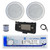 Dual MXD13 Single DIN Bluetooth Marine MP3 AM/FM Stereo Receiver with White Cover, 22" Radio Antenna, Wire, 2x 5.25" 20 Watt Max Polycone Audio Speakers (White, Bulk Packaging)