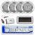 Dual MXD13 Single DIN Bluetooth Marine MP3 AM/FM Stereo Receiver with White Cover, Long Range Antenna, Amplifier w/Kit, 4x 6.5" 400W Max 2-Way Water Resistant Audio Speakers (Silver)