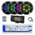 Dual MXD13 Single DIN Bluetooth Marine MP3 AM/FM Stereo Receiver with White Cover, 22" Radio Antenna, Wire, 4x 6.5" 120 Watt Peak Multicolor LED Boat Audio Speakers w/Chrome Grilles (Black)