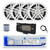 Dual MXD13 Single DIN Bluetooth Marine MP3 AM/FM Stereo Receiver with White Cover, 22" Radio Antenna, Wire, 4x 6.5" 180 Watt Peak Power 2-Way Boat Audio Speakers (White)