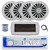 Dual MXD13 Single DIN Bluetooth Marine MP3 AM/FM Stereo Receiver with White Cover, 22" Radio Antenna, Wire, 4x 6.5" 180 Watt Max Power 2-Way Water Resistant Audio Speakers (White)