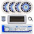 Dual MXD13 Single DIN Bluetooth Marine MP3 AM/FM Stereo Receiver with White Cover, 22" Radio Antenna, Wire, 4x 6.5" 180 Watt Peak 2-Way Blue Flashing LED Boat Audio Speakers (White)