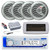 Dual MXD13 Single DIN Bluetooth Marine MP3 AM/FM Stereo Receiver with White Cover, Long Range Antenna, Amplifier w/Kit, 4x 6.5" 150 Watt Max Full Range Dual Cone Waterproof Stereo Speakers (Silver)