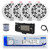 Dual MXD13 Single DIN Bluetooth Marine MP3 AM/FM Stereo Receiver with White Cover, 22" Radio Antenna, Wire, 4x 8'' 300W Max Full Range Dual Cone Waterproof Stereo Speakers (White)