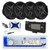 Dual MXD13 Single DIN Bluetooth Marine MP3 AM/FM Stereo Receiver, White Cover, Long Range Antenna, Amplifier w/Kit, 4x 6.5" 600 Watt Max 2-Way Waterproof Wireless RF Streaming Speakers (Black)