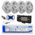 Dual MXD13 Single DIN Bluetooth Marine MP3 AM/FM Stereo Receiver, White Cover, Long Range Antenna, Amplifier w/Kit, 4x 6.5" 600 Watt Max 2-Way Waterproof Wireless RF Streaming Speakers (White)