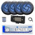 Dual MXD13 Single DIN Bluetooth Marine MP3 AM/FM Stereo Receiver with White Cover, 22" Radio Antenna, Wire, 4x 4" 100 Watt Max 2-Way  Blue Flashing LED Boat Audio Speakers (Black)