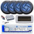 Dual MXD13 Single DIN Bluetooth Marine MP3 AM/FM Stereo Receiver, White Cover, Long Range Antenna, Amplifier w/Kit, 4x 4" 100 Watt Peak 2-Way  Blue Flashing LED Boat Speakers (Black)