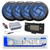 Dual MXD13 Single DIN Bluetooth Marine MP3 AM/FM Stereo Receiver, White Cover, Long Range Antenna, Amplifier w/Kit, 4x 4" 100 Watt 2-Way  Blue Flashing LED Boat Audio Speakers (Black)