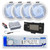 Dual MXD13 Single DIN Bluetooth Marine MP3 AM/FM Stereo Receiver, White Cover, Long Range Antenna, Amplifier w/Kit, 4x 4" 100 Watt 2-Way  Blue Flashing LED Boat Audio Speakers (White)