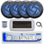Dual MXD13 Single DIN Bluetooth Marine MP3 AM/FM Stereo Receiver with White Cover, 22" Radio Antenna, Wire, 4x 5.25" 180 Watt Max 2-Way  Blue Flashing LED Boat Audio Speakers (Black)