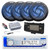 Dual MXD13 Single DIN Bluetooth Marine MP3 AM/FM Stereo Receiver, White Cover, Long Range Antenna, Amplifier w/Kit, 4x 5.25" 180 Watt Max 2-Way  Blue Flashing LED Boat Speakers (Black)