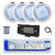 Dual MXD13 Single DIN Bluetooth Marine MP3 AM/FM Stereo Receiver with White Cover, 22" Radio Antenna, Wire, 4x 6'' 240 Watt Max Power  2-Way Blue Flashing LED Audio Speakers (White)