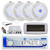 Dual MXD13 Single DIN Bluetooth Marine MP3 AM/FM Stereo Receiver, White Cover, Long Range Antenna, Amplifier w/Kit, 4x 6'' 240 Watt Max  2-Way Blue Flashing LED Audio Speakers (White)